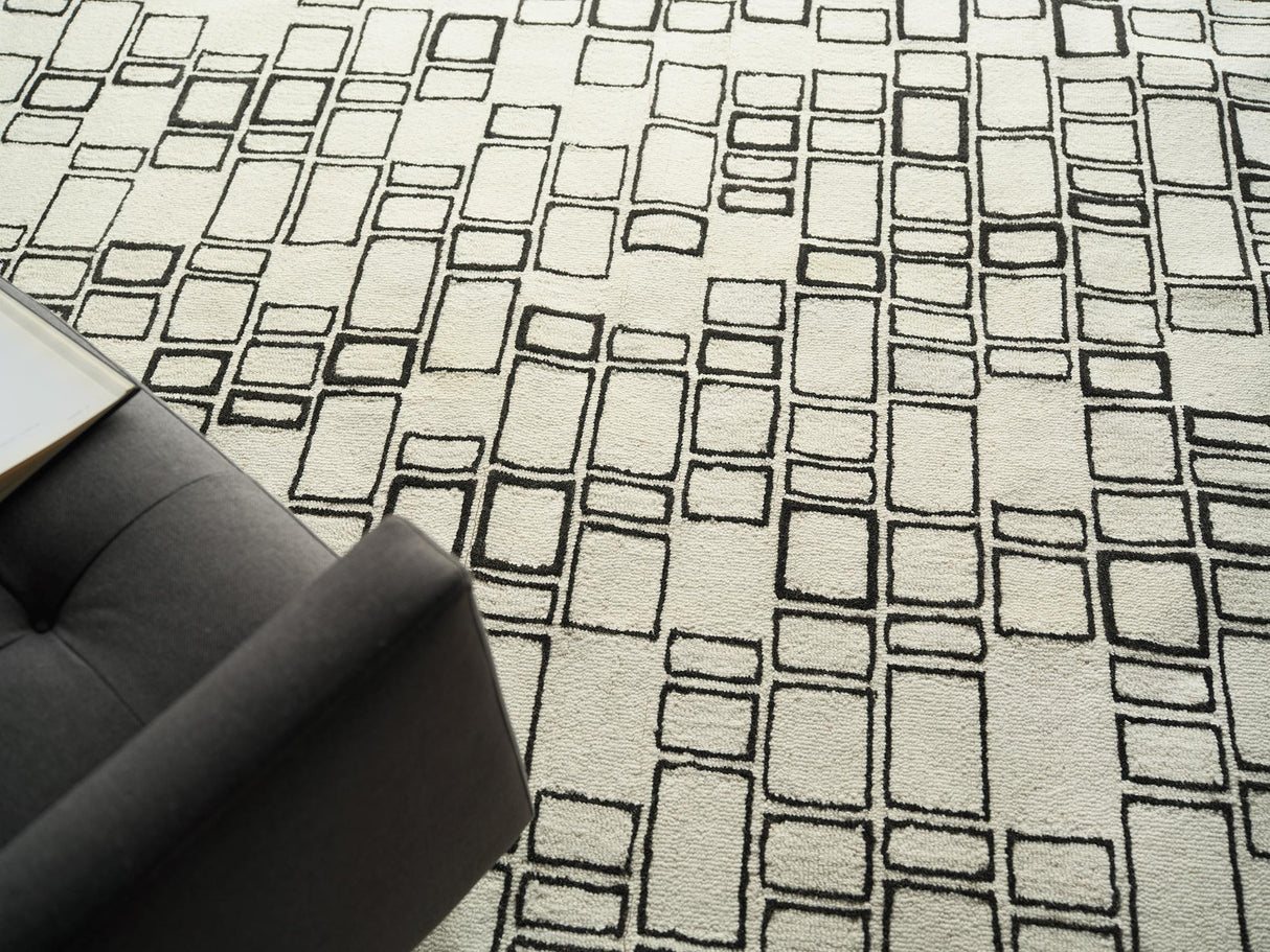 Exquisite Rugs Exquisite Rugs Soho Handmade Hand Tufted New Zealand Wool 7135 Ivory/Black 14' x 18' Area Rug