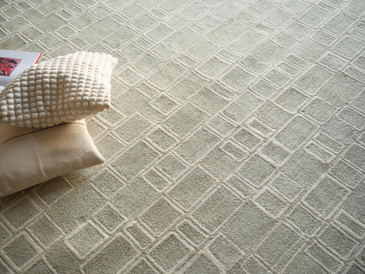 Exquisite Rugs Exquisite Rugs Soho Handmade Hand Tufted New Zealand Wool Green/Ivory 18' x 14' Area Rug