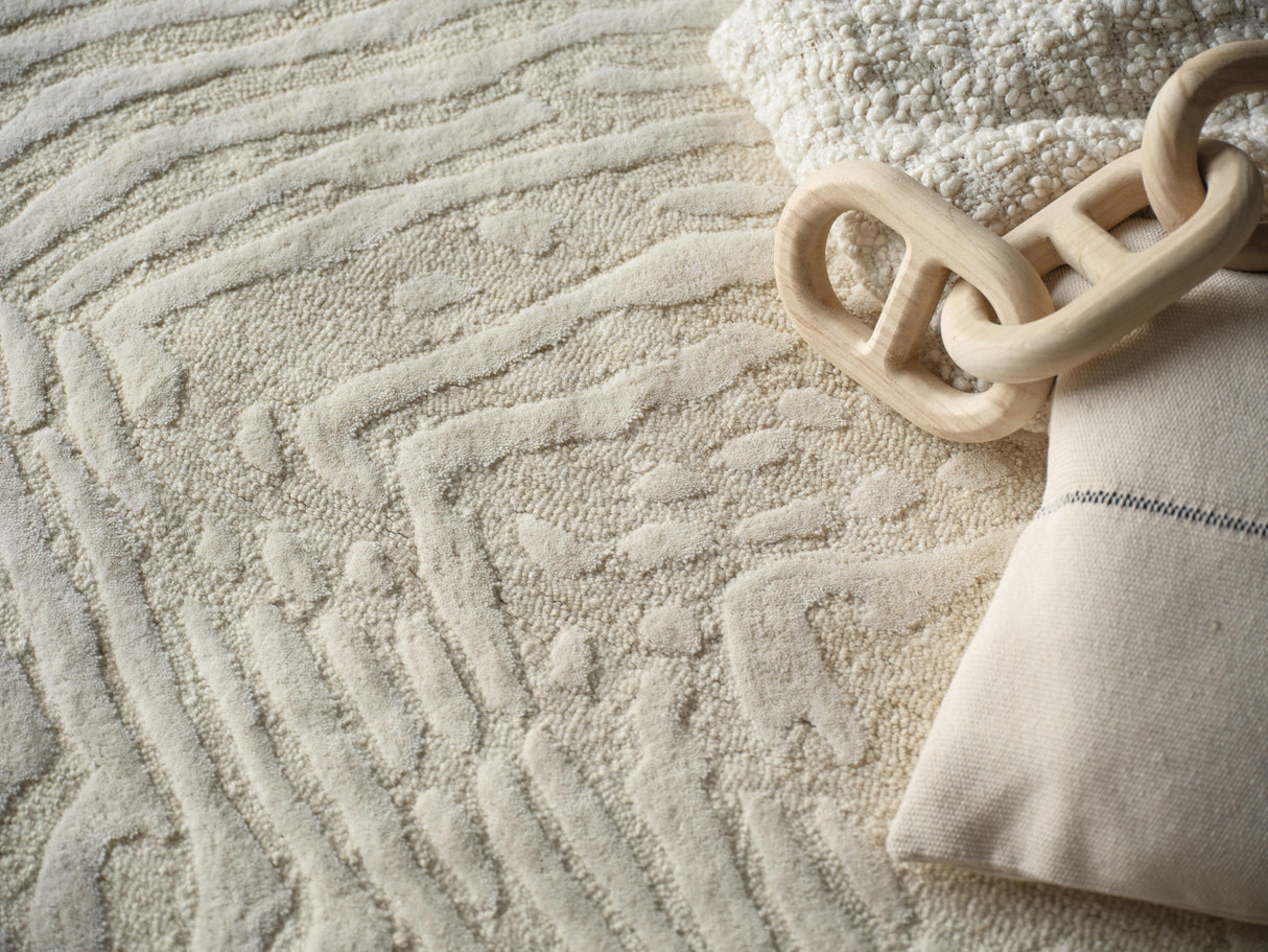 Exquisite Rugs Entro Hand Tufted New Zealand Wool in 7179 Cream/Ivory 2' x 3' Area Rug