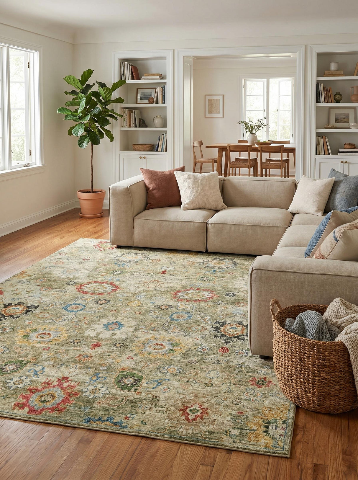 Exquisite Rugs Oxford Hand Knotted Ghazni Wool in 7219 Light Green 14' x 10' Area Rug