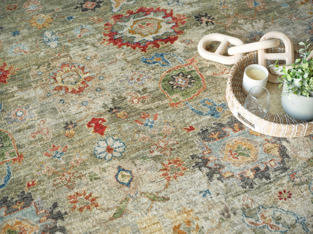Exquisite Rugs Oxford Hand Knotted Ghazni Wool in 7219 Light Green 6' x 9' Area Rug