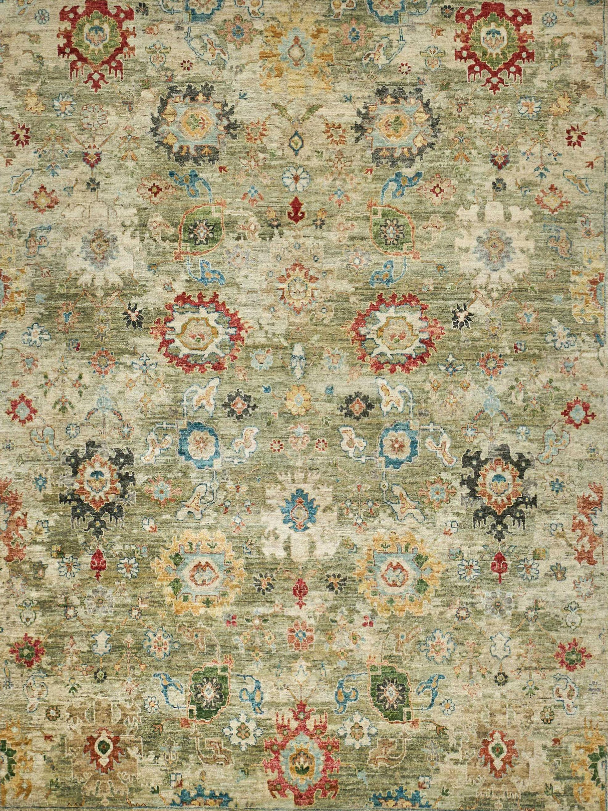 Exquisite Rugs Oxford Hand Knotted Ghazni Wool in 7219 Light Green 8' x 10' Area Rug