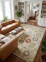Exquisite Rugs Oxford Hand Knotted Ghazni Wool in 7219 Light Green 12' x 9' Area Rug
