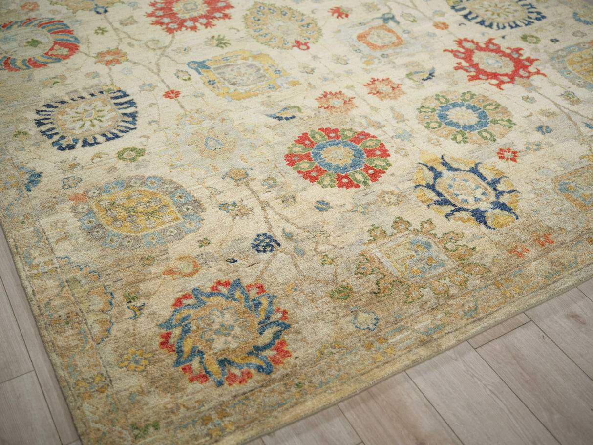 Exquisite Rugs Oxford Hand Knotted Ghazni Wool in 7219 Light Green 12' x 9' Area Rug