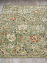Exquisite Rugs Oxford Hand Knotted Ghazni Wool in 7222 Green 10' x 14' Area Rug