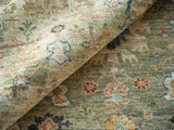 Exquisite Rugs Oxford Hand Knotted Ghazni Wool in 7222 Green 14' x 10' Area Rug