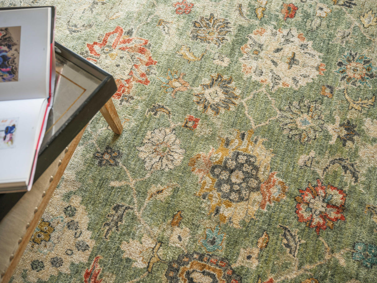 Exquisite Rugs Oxford Hand Knotted Ghazni Wool in 7222 Green 6' x 9' Area Rug