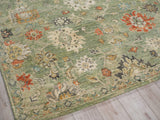 Exquisite Rugs Oxford Hand Knotted Ghazni Wool in 7222 Green 9' x 6' Area Rug
