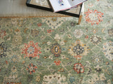 Exquisite Rugs Oxford Hand Knotted Ghazni Wool in 7222 Green 6' x 9' Area Rug