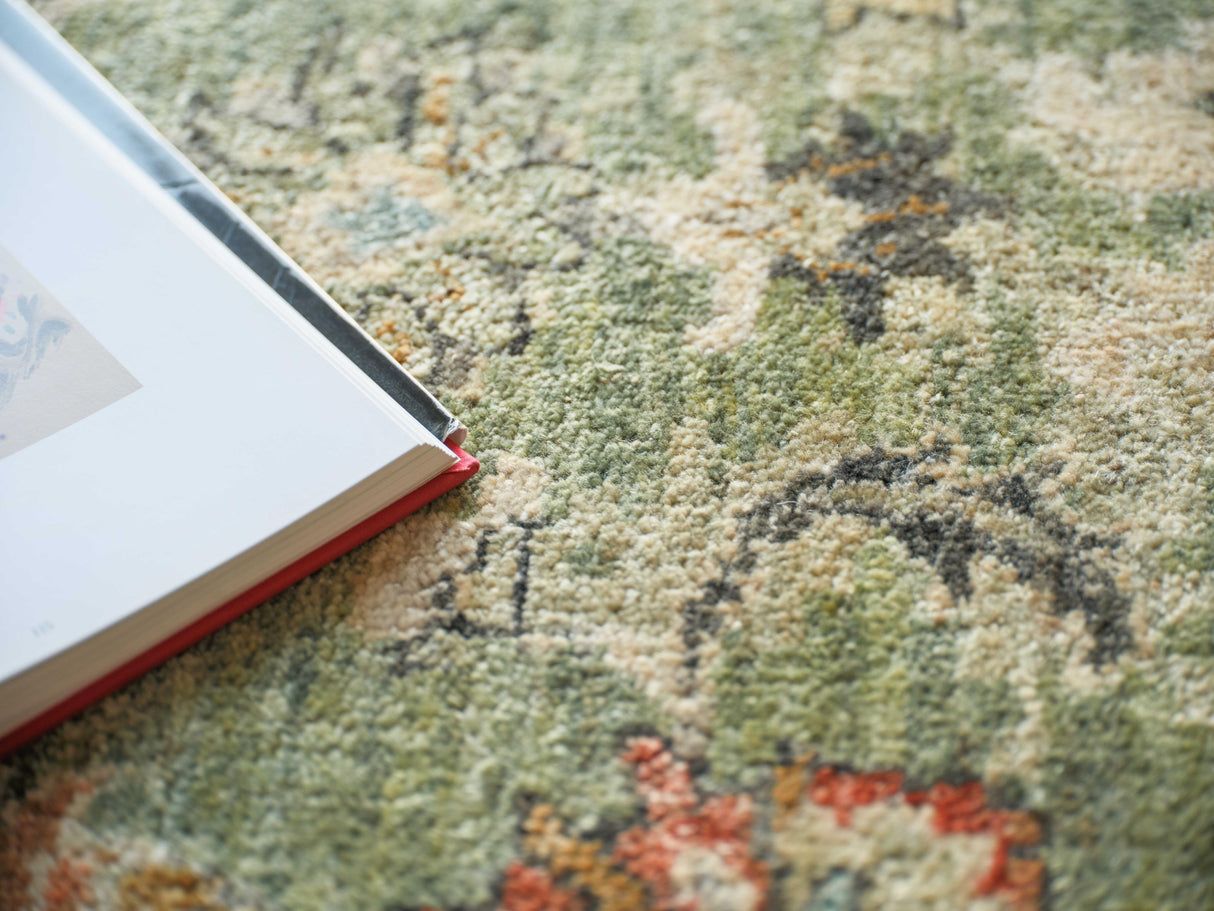 Exquisite Rugs Oxford Hand Knotted Ghazni Wool in 7222 Green 6' x 9' Area Rug