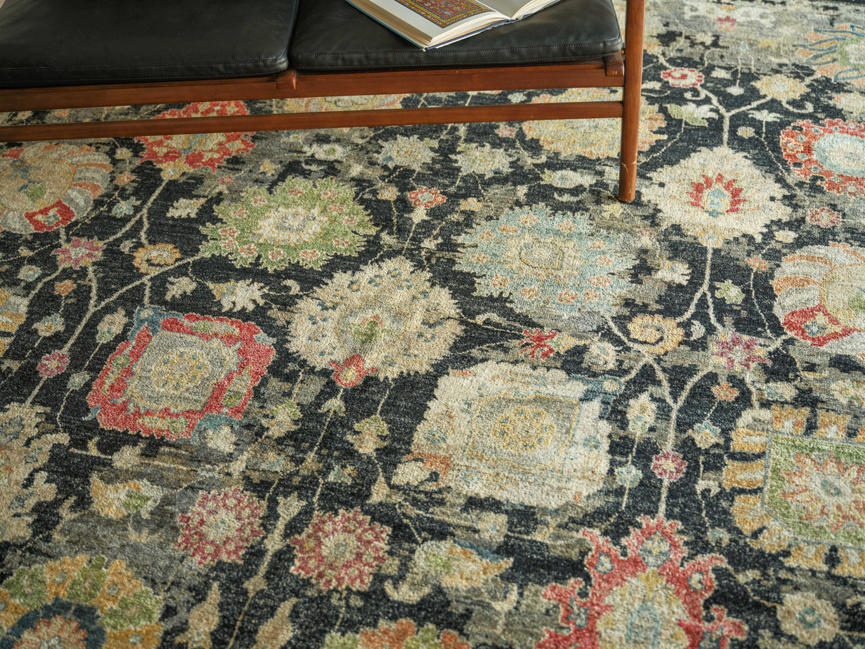 Exquisite Rugs Oxford Hand Knotted Ghazni Wool in 7223 Black 6' x 9' Area Rug