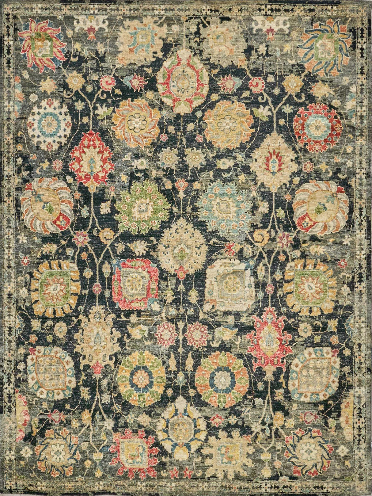 Exquisite Rugs Oxford Hand Knotted Ghazni Wool in 7223 Black 9' x 12' Area Rug