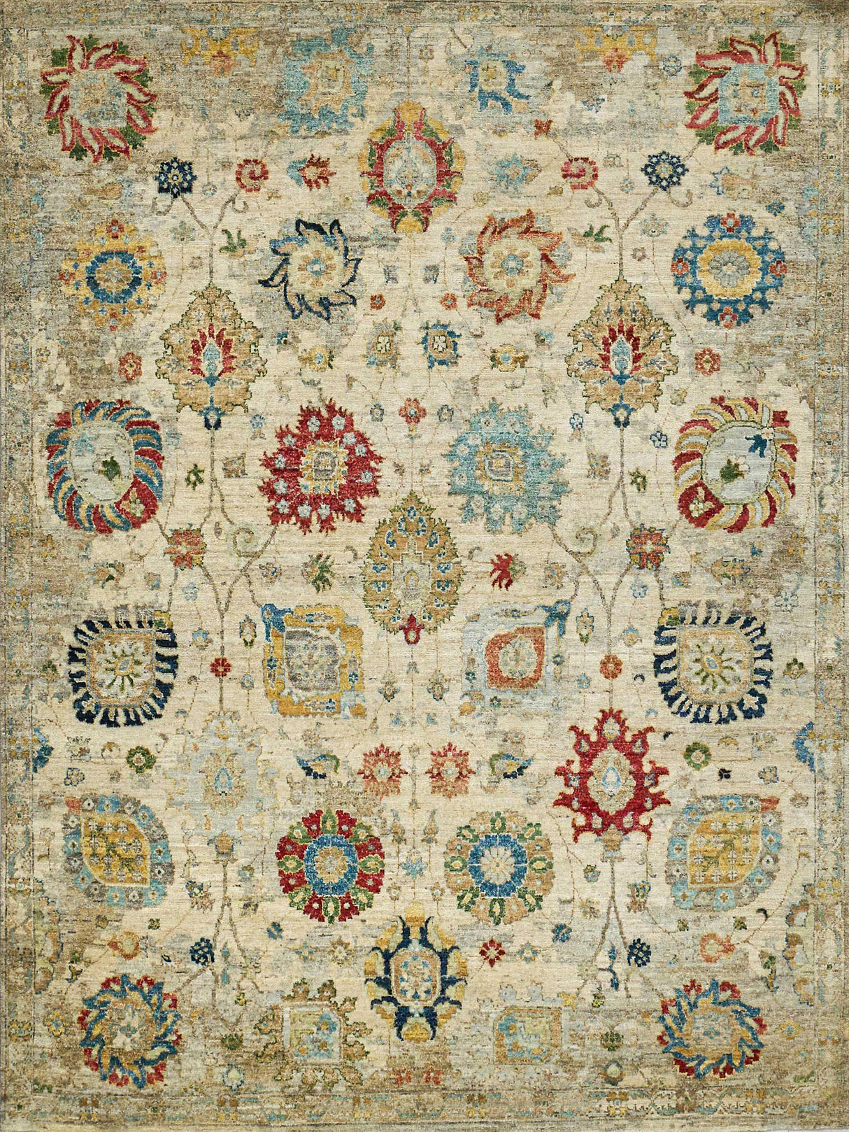 Exquisite Rugs Oxford Hand Knotted Ghazni Wool in 7224 Ivory/Gray 12' x 15' Area Rug