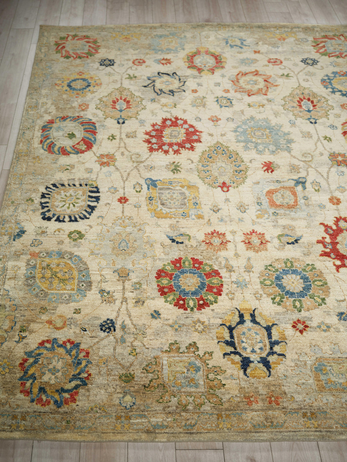 Exquisite Rugs Oxford Hand Knotted Ghazni Wool in 7224 Ivory/Gray 6' x 9' Area Rug