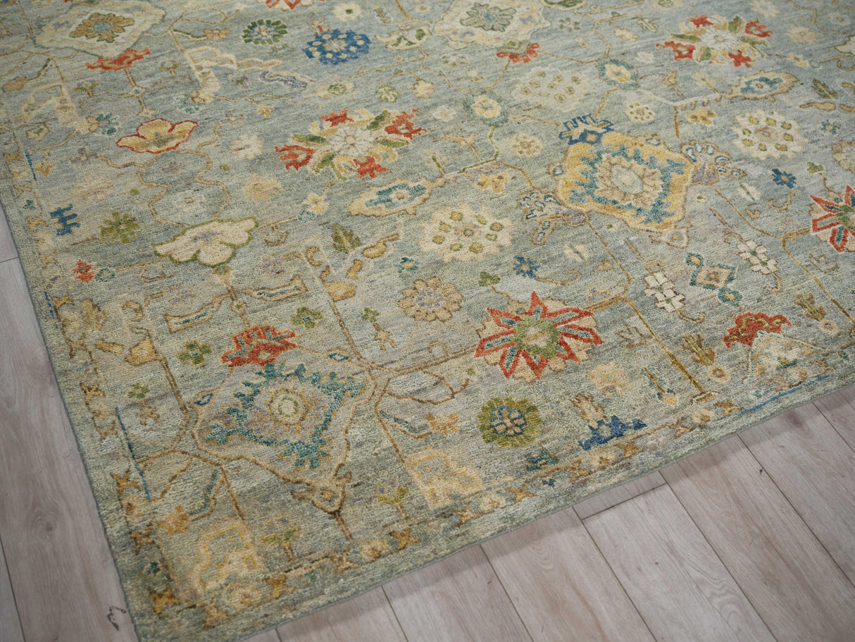 Exquisite Rugs Oxford Hand Knotted Ghazni Wool in 7226 Light Blue 10' x 14' Area Rug