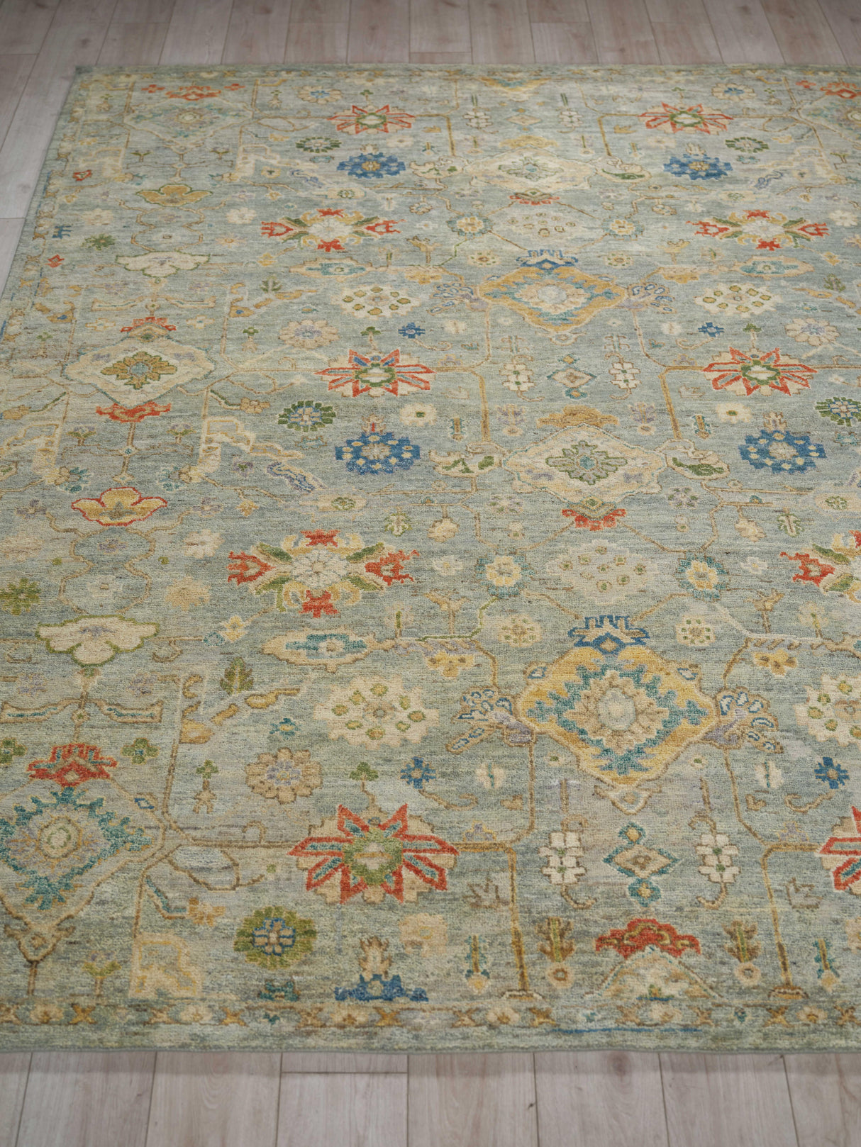 Exquisite Rugs Oxford Hand Knotted Ghazni Wool in 7226 Light Blue 10' x 14' Area Rug