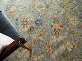 Exquisite Rugs Oxford Hand Knotted Ghazni Wool in 7226 Light Blue 10' x 14' Area Rug