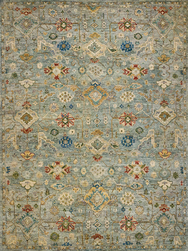 Exquisite Rugs Oxford Hand Knotted Ghazni Wool in 7226 Light Blue 10' x 14' Area Rug