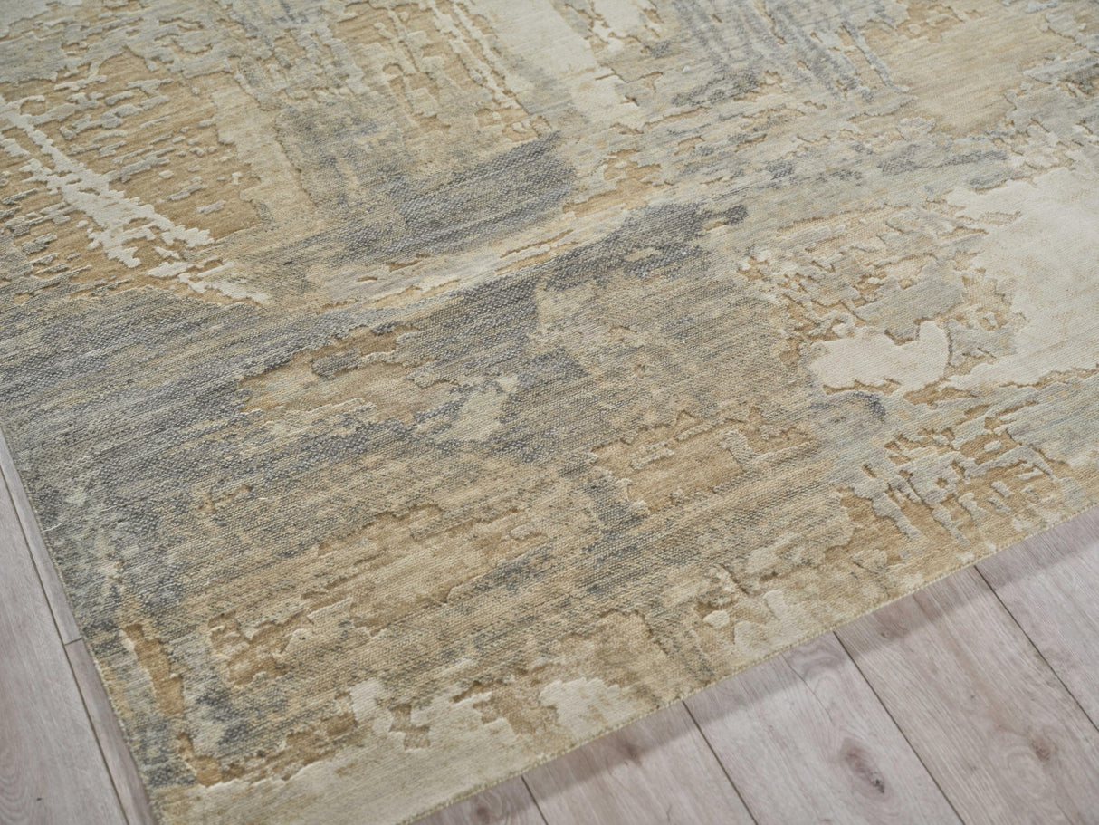 Exquisite Rugs Infinity Powerloom Wool/Nylon in 7235 Silver/Gray 6' x 9' Area Rug