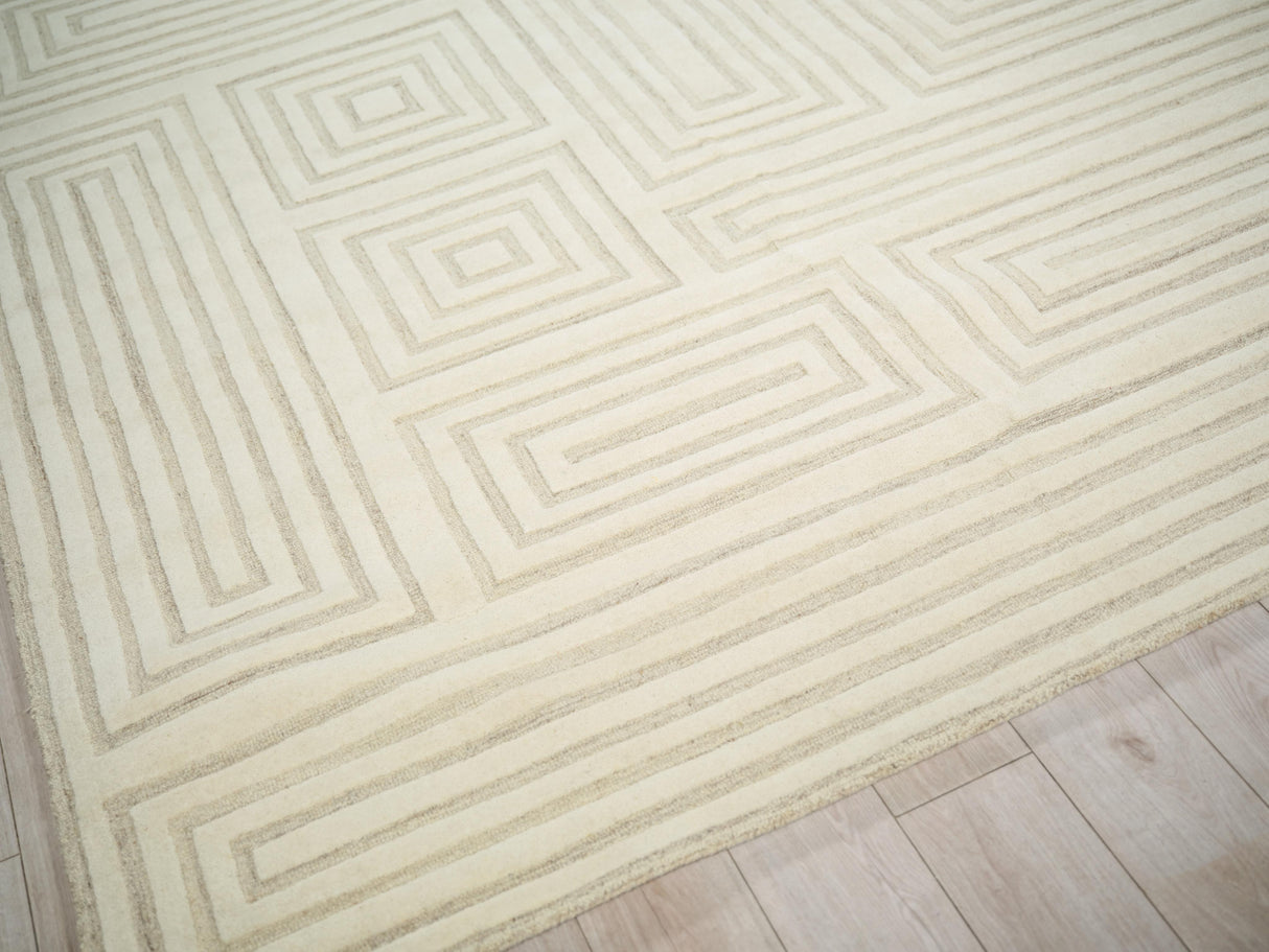 Exquisite Rugs Teton Hand Tufted New Zealand Wool in 7256 Cream/Ivory 6' x 9' Area Rug