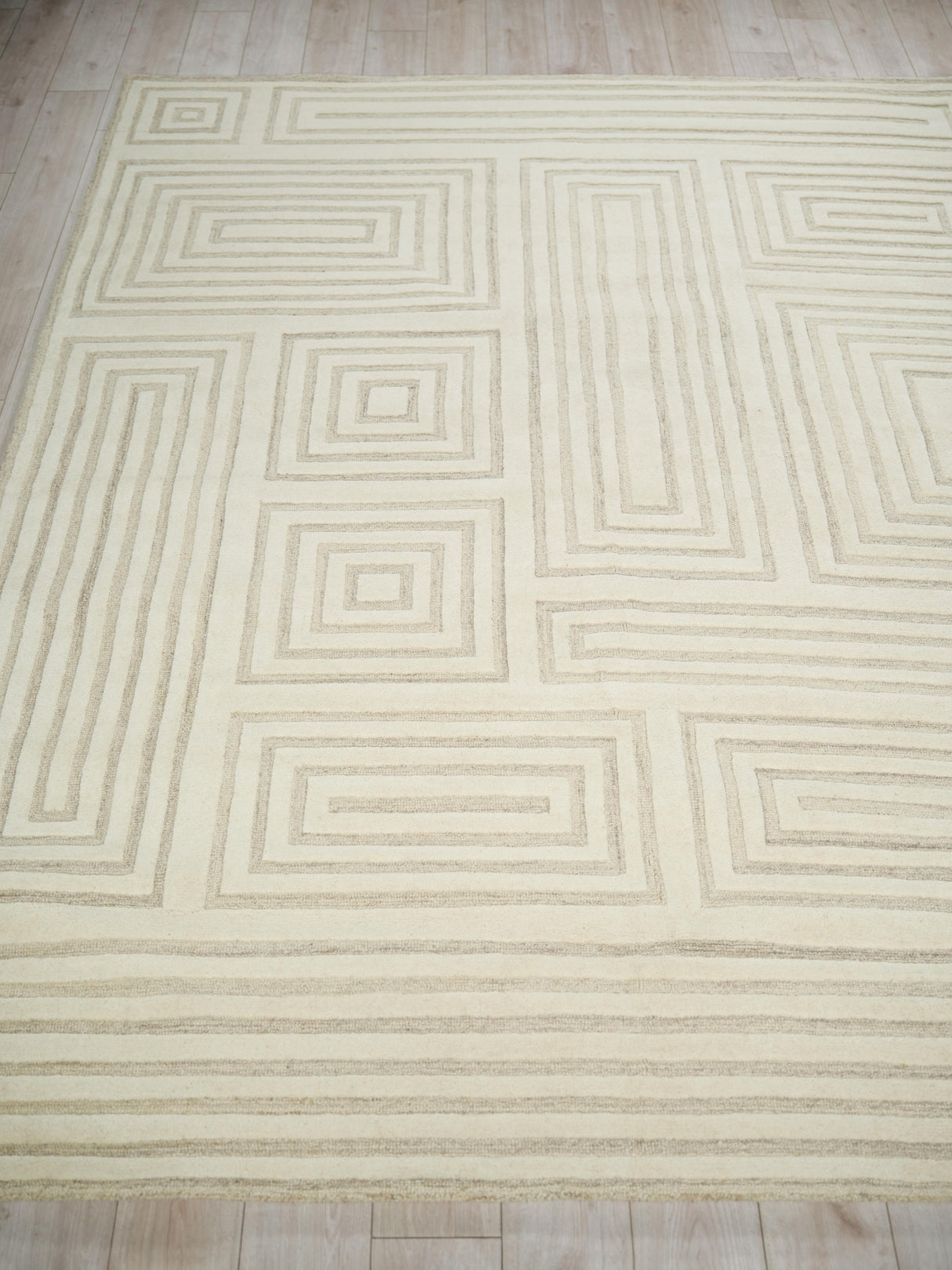 Exquisite Rugs Teton Hand Tufted New Zealand Wool in 7256 Cream/Ivory 6' x 9' Area Rug