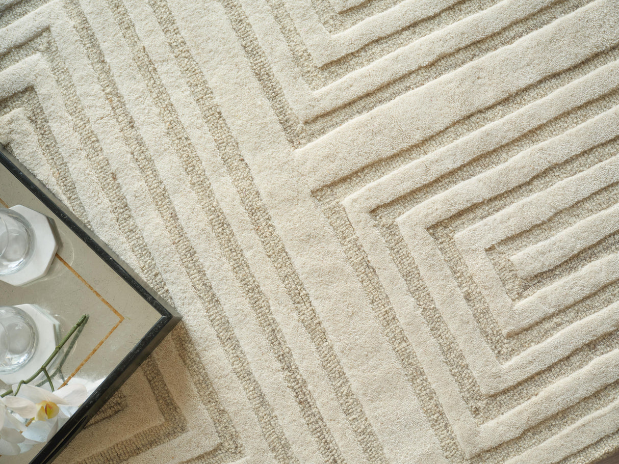 Exquisite Rugs Teton Hand Tufted New Zealand Wool in 7256 Cream/Ivory 9' x 12' Area Rug