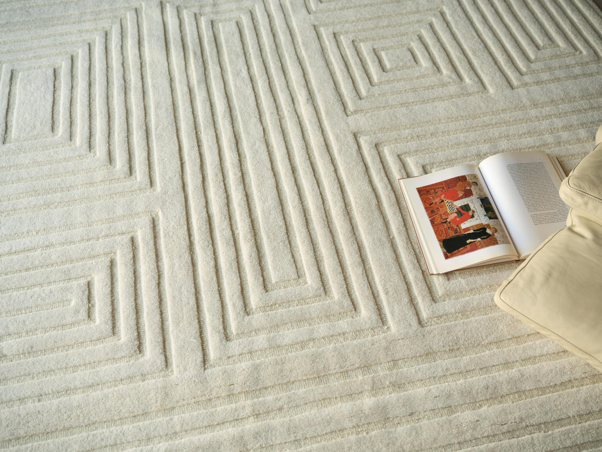 Exquisite Rugs Teton Hand Tufted New Zealand Wool in 7257 Beige/Ivory 6' x 9' Area Rug