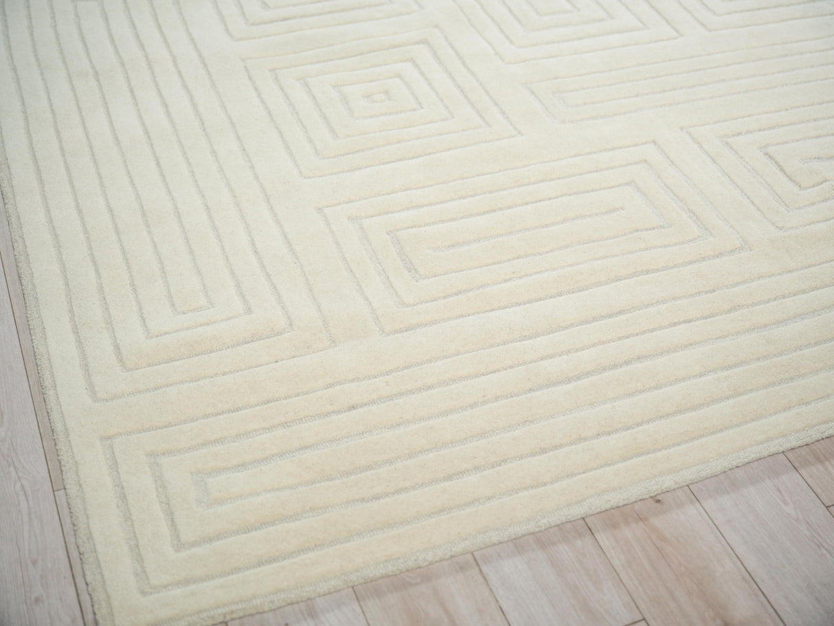 Exquisite Rugs Teton Hand Tufted New Zealand Wool in 7258 Silver/Ivory 9' x 12' Area Rug