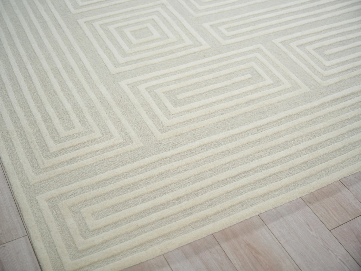 Exquisite Rugs Teton Hand Tufted New Zealand Wool in 7261 Silver/Ivory 4' x 6' Area Rug