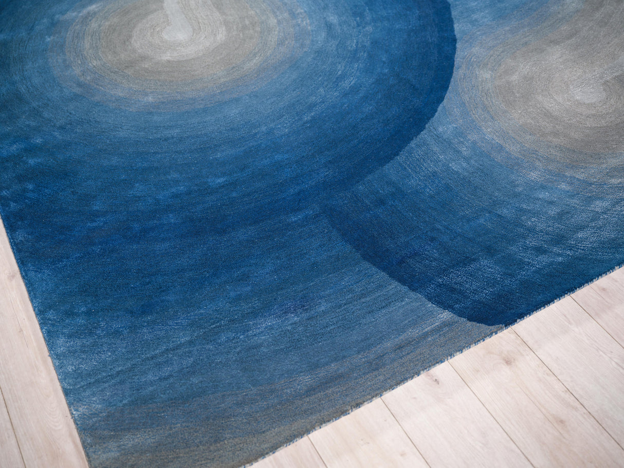 Exquisite Rugs Mitomo Hand Tufted Wool/Bamboo Silk in 7271 Gray/Blue 6' x 9' Area Rug