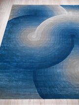 Exquisite Rugs Mitomo Hand Tufted Wool/Bamboo Silk in 7271 Gray/Blue 6' x 9' Area Rug