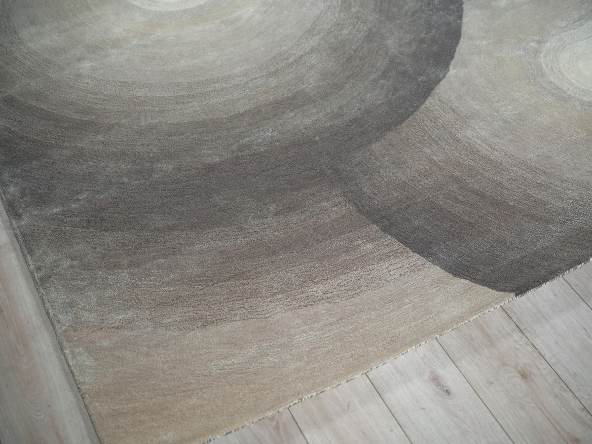 Exquisite Rugs Mitomo Hand Tufted Wool/Bamboo Silk in 7272 Charcoal/Ivory 9' x 12' Area Rug