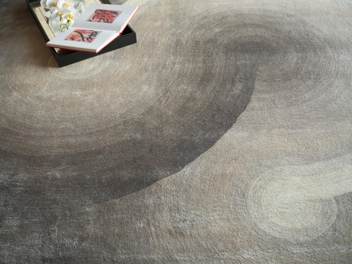Exquisite Rugs Mitomo Hand Tufted Wool/Bamboo Silk in 7272 Charcoal/Ivory 9' x 12' Area Rug