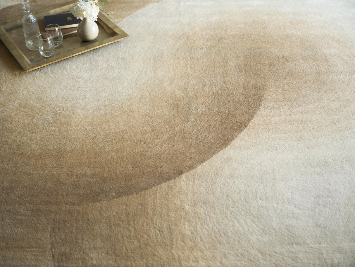 Exquisite Rugs Mitomo Hand Tufted Wool/Bamboo Silk in 7273 Light Beige/Ivory 10' x 14' Area Rug