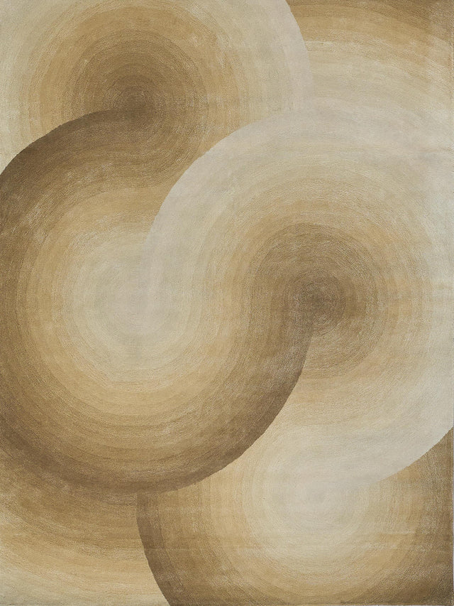 Exquisite Rugs Mitomo Hand Tufted Wool/Bamboo Silk in 7273 Light Beige/Ivory 5' x 7' Area Rug
