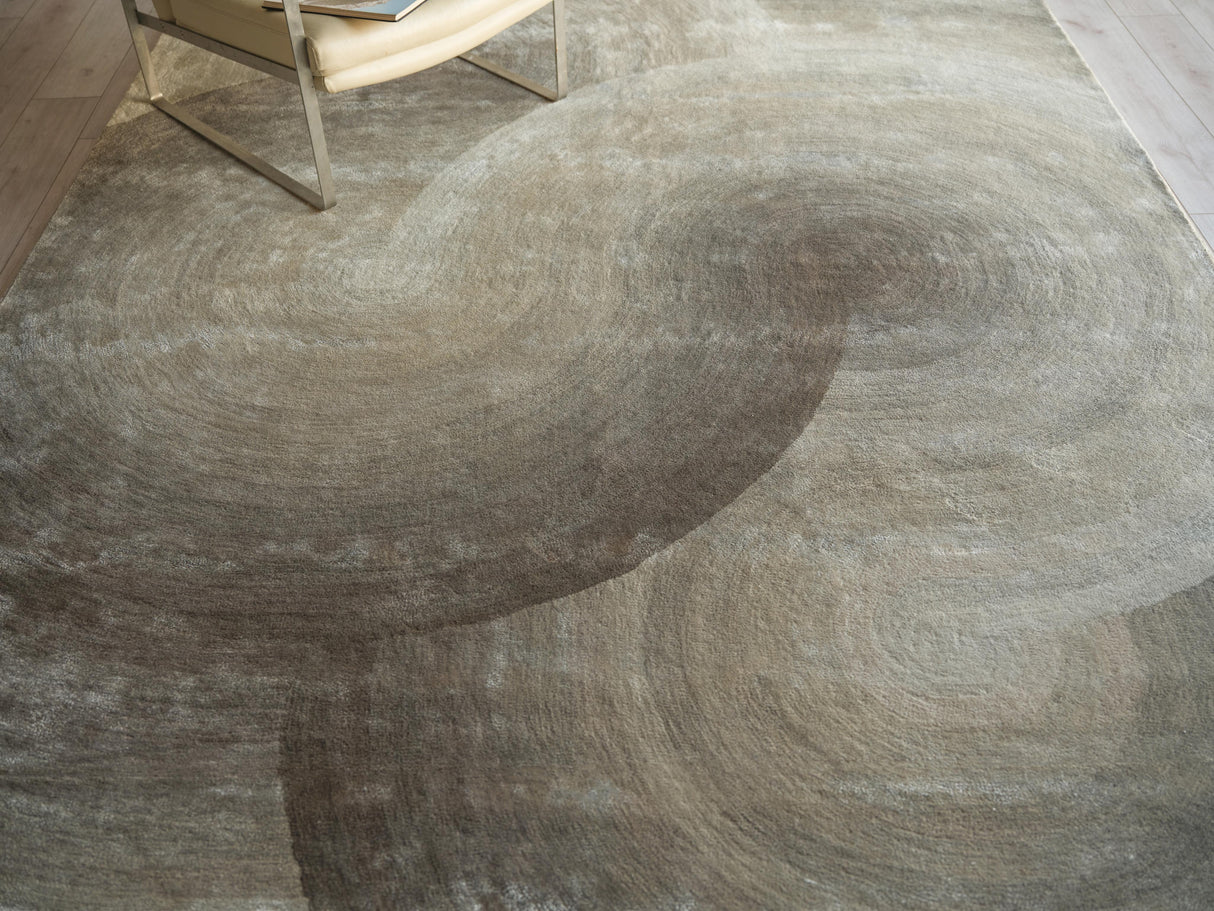 Exquisite Rugs Mitomo Hand Tufted Wool/Viscose in 7274 Taupe 10' x 14' Area Rug