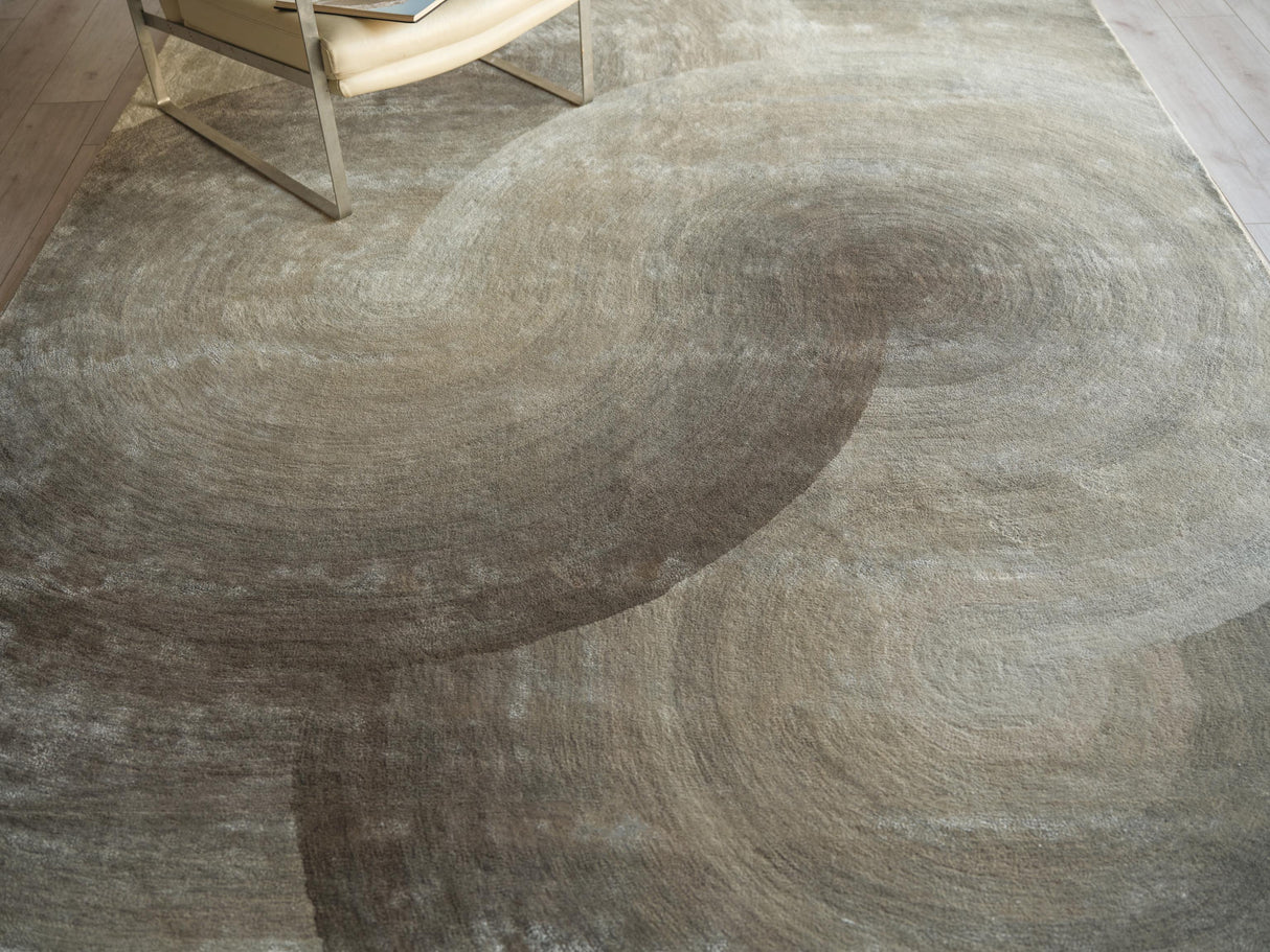 Exquisite Rugs Mitomo Hand Tufted Wool/Viscose in 7274 Taupe 12' x 9' Area Rug