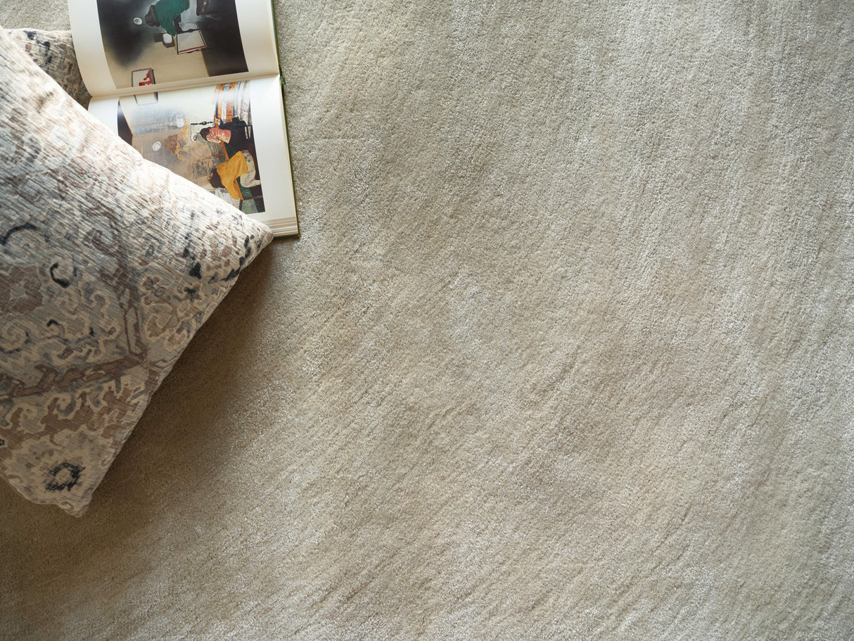 Exquisite Rugs Mitomo Hand Tufted Wool/Bamboo Silk in 7281 Pearl 5' x 7' Area Rug