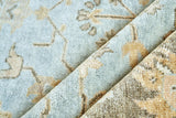 Exquisite Rugs Antique Weave Oushak Hand Knotted New Zealand Wool in 8001 Light Blue/Brown 12' x 15' Area Rug