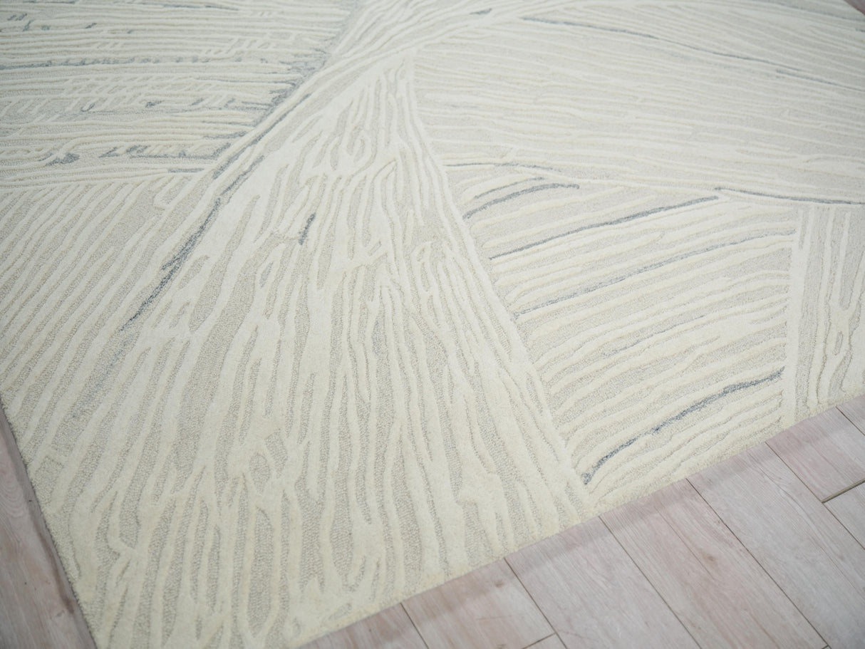 Exquisite Rugs Entro Hand Tufted New Zealand Wool in 7318 Silver/Ivory 9' x 12' Area Rug