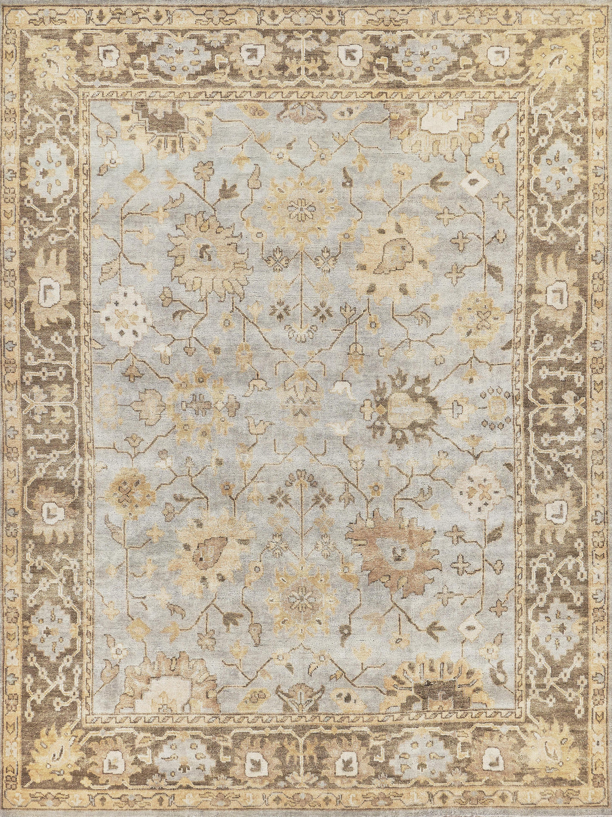 Exquisite Rugs Antique Weave Oushak Hand Knotted New Zealand Wool in 8001 Light Blue/Brown 15' x 20' Area Rug