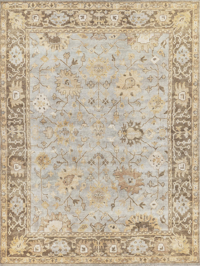 Exquisite Rugs Antique Weave Oushak Hand Knotted New Zealand Wool in 8001 Light Blue/Brown 15' x 20' Area Rug