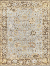 Exquisite Rugs Antique Weave Oushak Hand Knotted New Zealand Wool in 8001 Light Blue/Brown 14' x 18' Area Rug