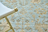 Exquisite Rugs Antique Weave Oushak Hand Knotted New Zealand Wool in 8001 Light Blue/Brown 14' x 18' Area Rug