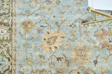 Exquisite Rugs Antique Weave Oushak Hand Knotted New Zealand Wool in 8001 Light Blue/Brown 14' x 18' Area Rug