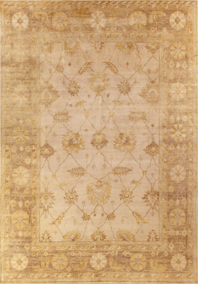 Exquisite Rugs Antique Weave Oushak Hand Knotted New Zealand Wool in 8002 Ivory/Brown/Rust 12' x 15' Area Rug