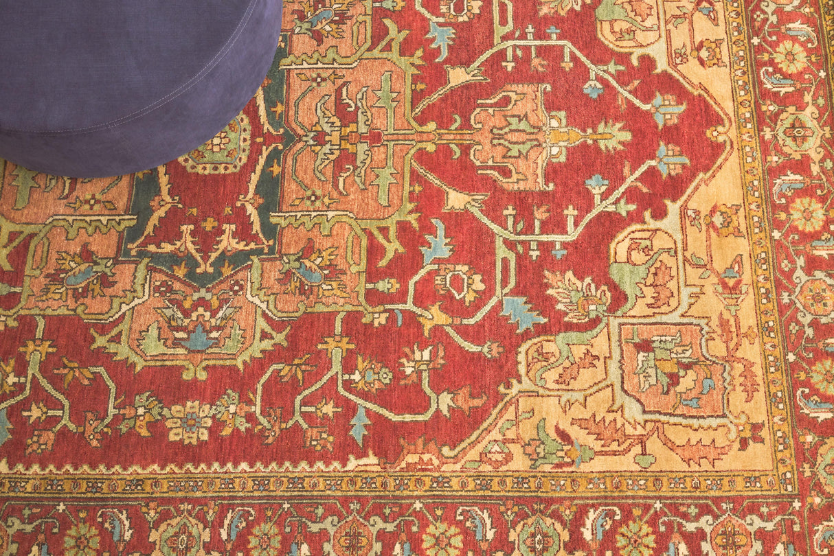 Exquisite Rugs Antique Weave Serapi Hand Knotted New Zealand Wool in 8144 Rust/Gold 10' x 14' Area Rug