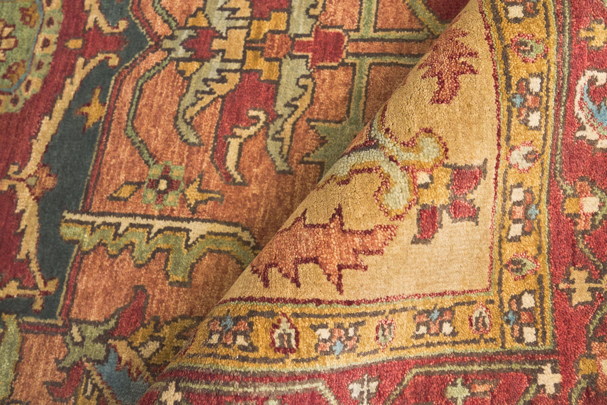 Exquisite Rugs Antique Weave Serapi Hand Knotted New Zealand Wool in 8144 Rust/Gold 12' x 15' Area Rug