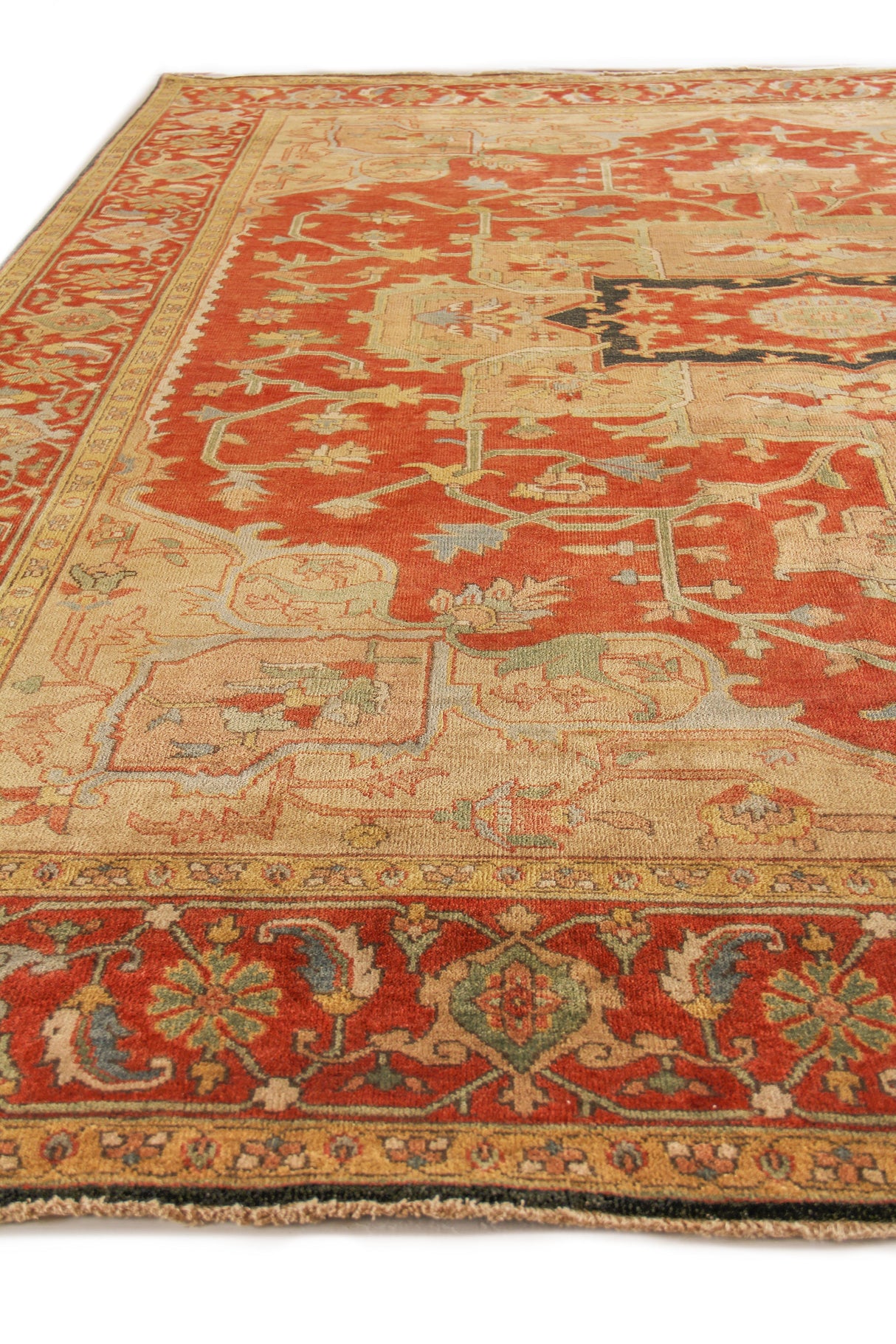 Exquisite Rugs Antique Weave Serapi Hand Knotted New Zealand Wool in 8144 Rust/Gold 9' x 12' Area Rug