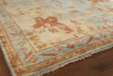 Exquisite Rugs Antique Weave Oushak Hand Knotted New Zealand Wool in 9161 Dark Blue/Beige 15' x 20' Area Rug